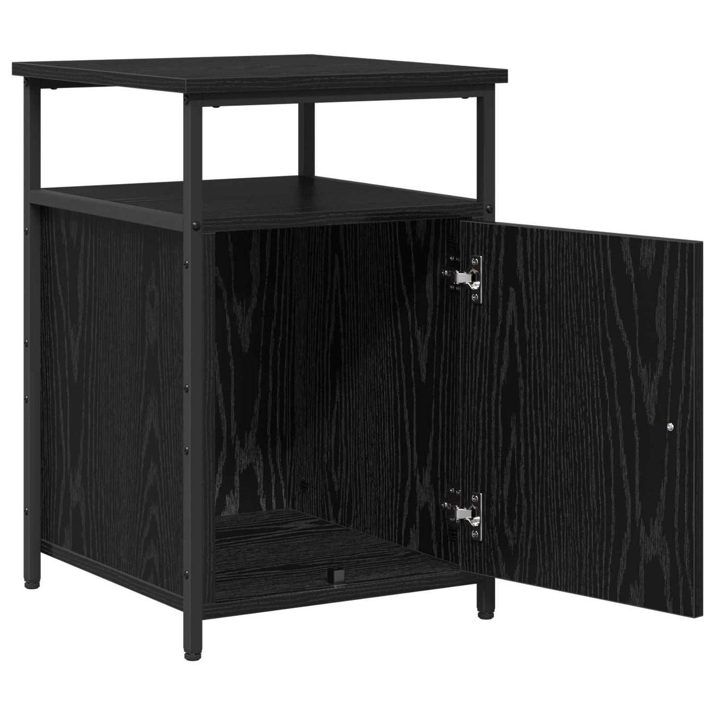 Bedside Cabinet with Drawer 2 pcs Black oak Engineered Wood