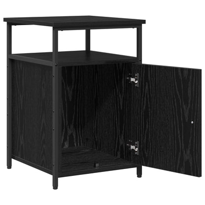 Bedside Cabinet with Drawer 2 pcs Black oak Engineered Wood