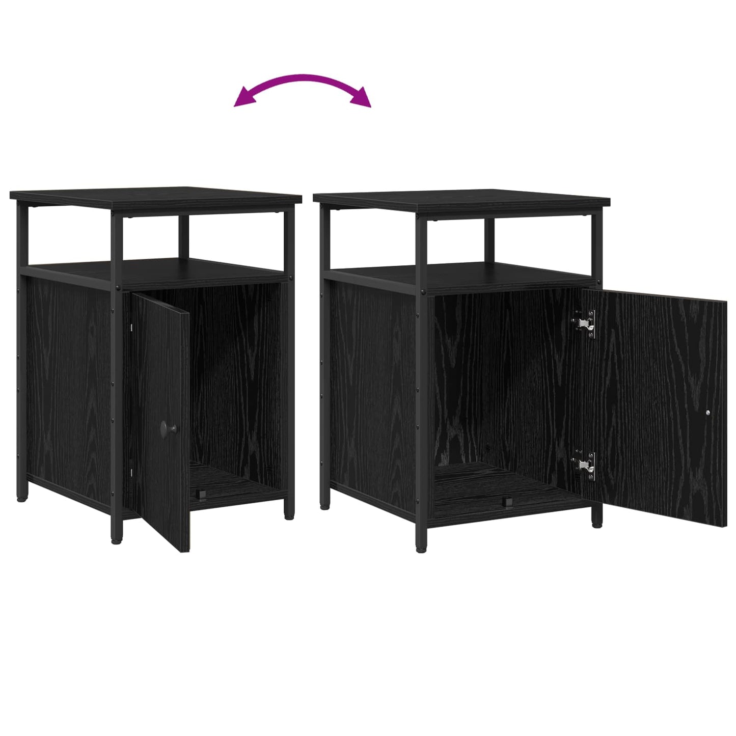 Bedside Cabinet with Drawer 2 pcs Black oak Engineered Wood