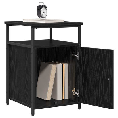 Bedside Cabinet with Drawer 2 pcs Black oak Engineered Wood