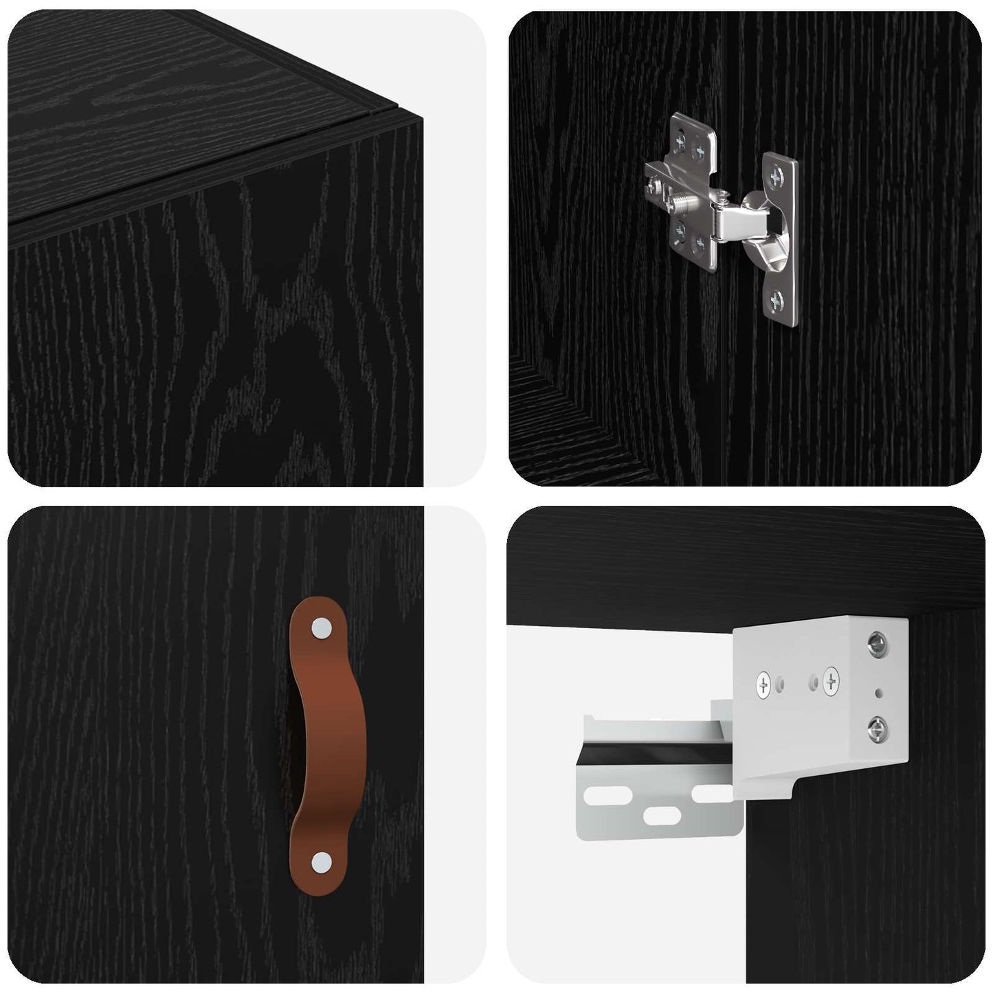 Wall Cabinet Black Oak 69.5 x 34 x 90 cm Engineered Wood