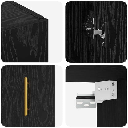 Wall Cabinet Black Oak 69.5 x 34 x 90 cm Engineered Wood