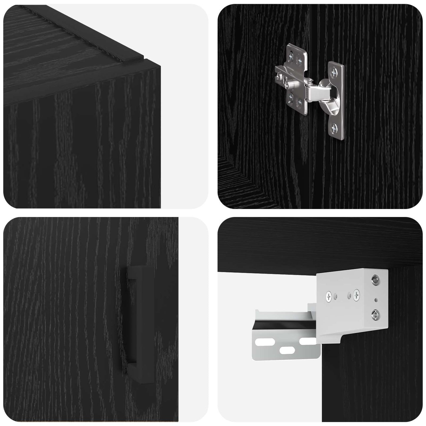 Wall Cabinet Black Oak 69.5 x 34 x 90 cm Engineered Wood