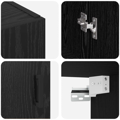 Wall Cabinet Black Oak 69.5 x 34 x 90 cm Engineered Wood