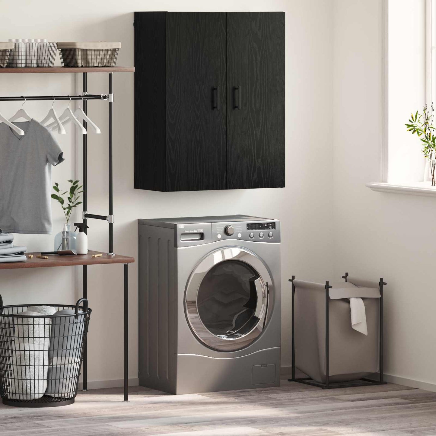 Wall Cabinet Black Oak 69.5 x 34 x 90 cm Engineered Wood