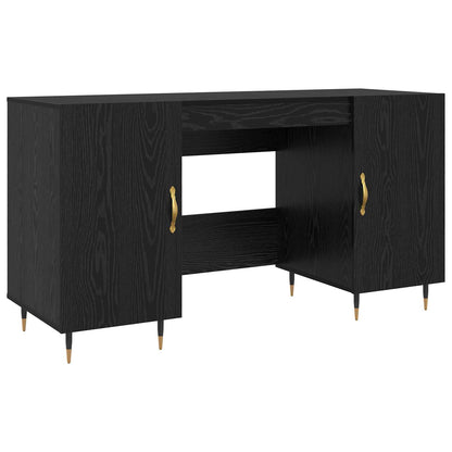 Desk with Shelf Black oak 140 x 50 x 75 cm Engineered wood