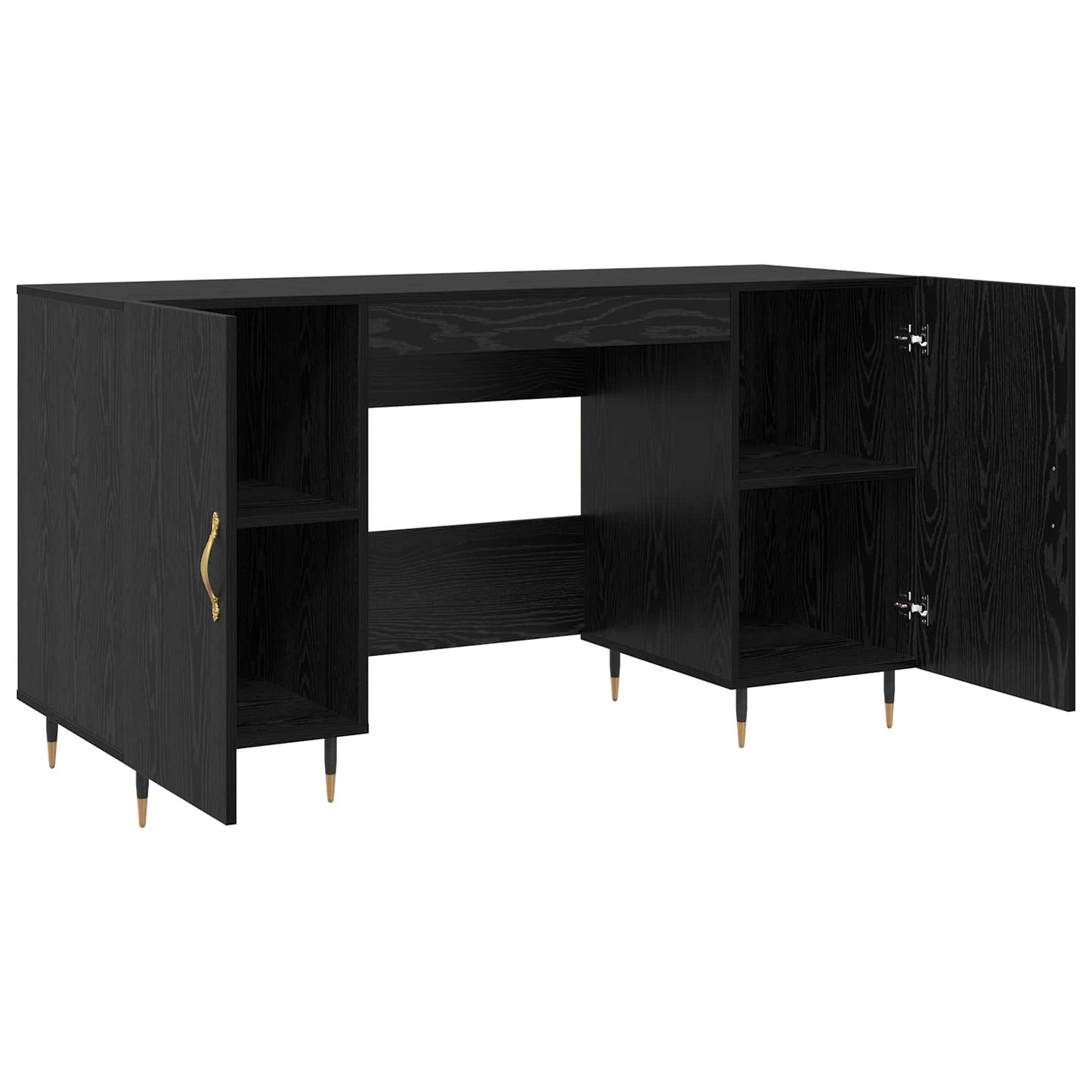 Desk with Shelf Black oak 140 x 50 x 75 cm Engineered wood