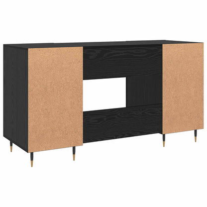 Desk with Shelf Black oak 140 x 50 x 75 cm Engineered wood