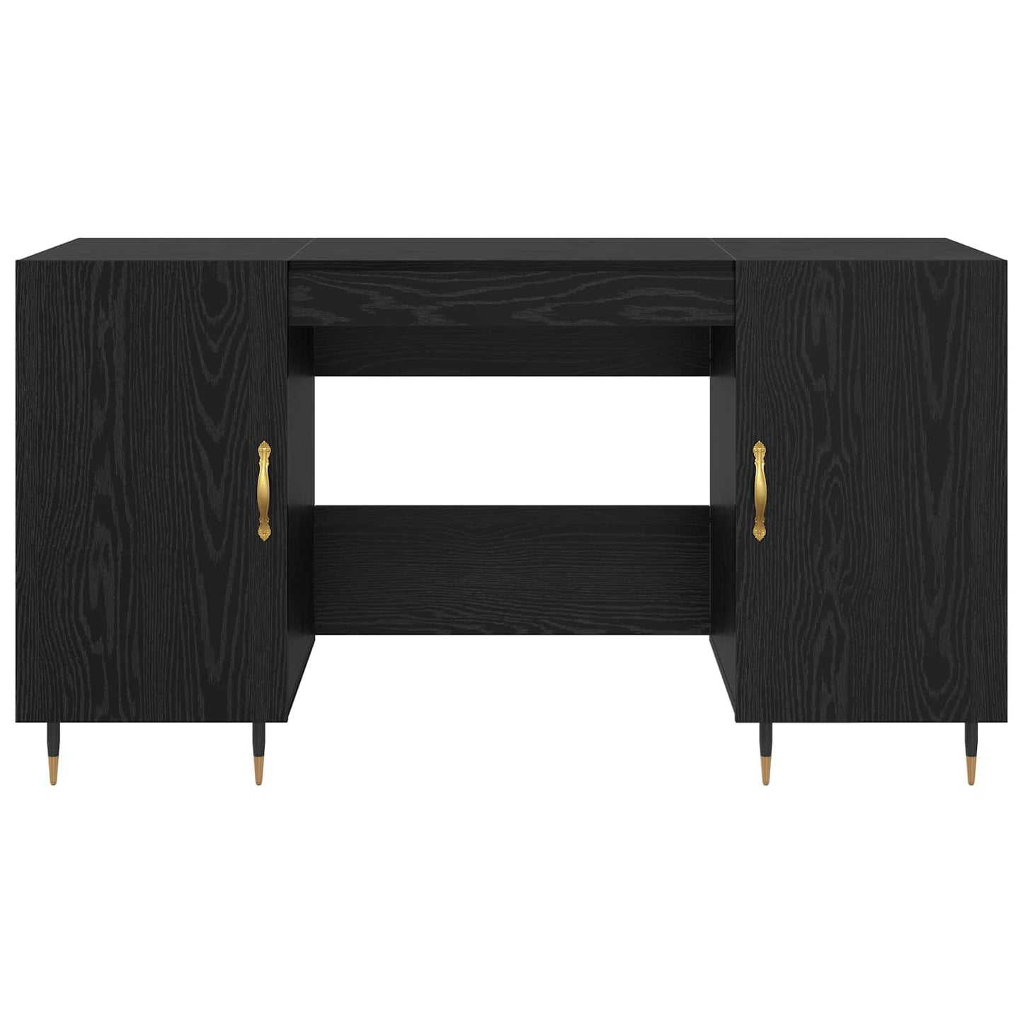 Desk with Shelf Black oak 140 x 50 x 75 cm Engineered wood