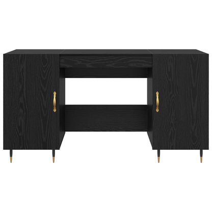 Desk with Shelf Black oak 140 x 50 x 75 cm Engineered wood