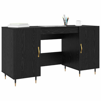 Desk with Shelf Black oak 140 x 50 x 75 cm Engineered wood