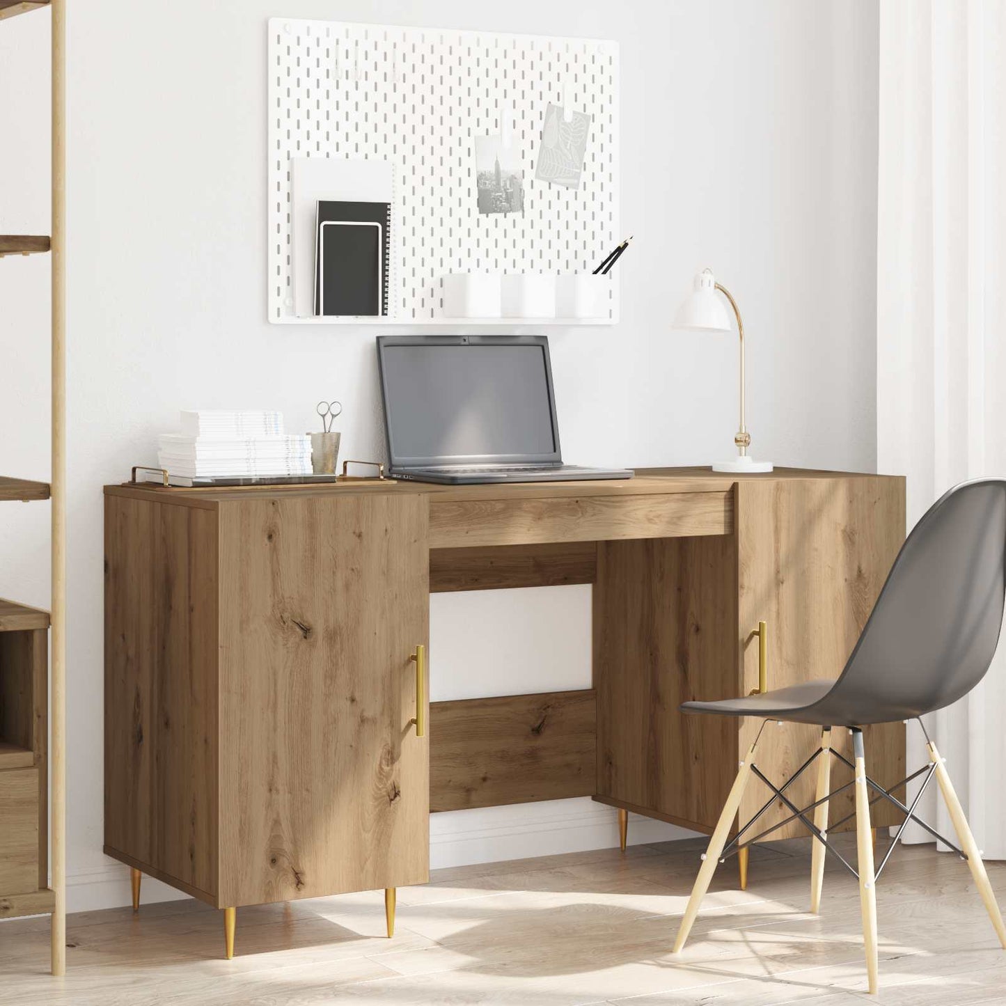 Desk with Shelf Artisan oak 140 x 50 x 75 cm Engineered wood