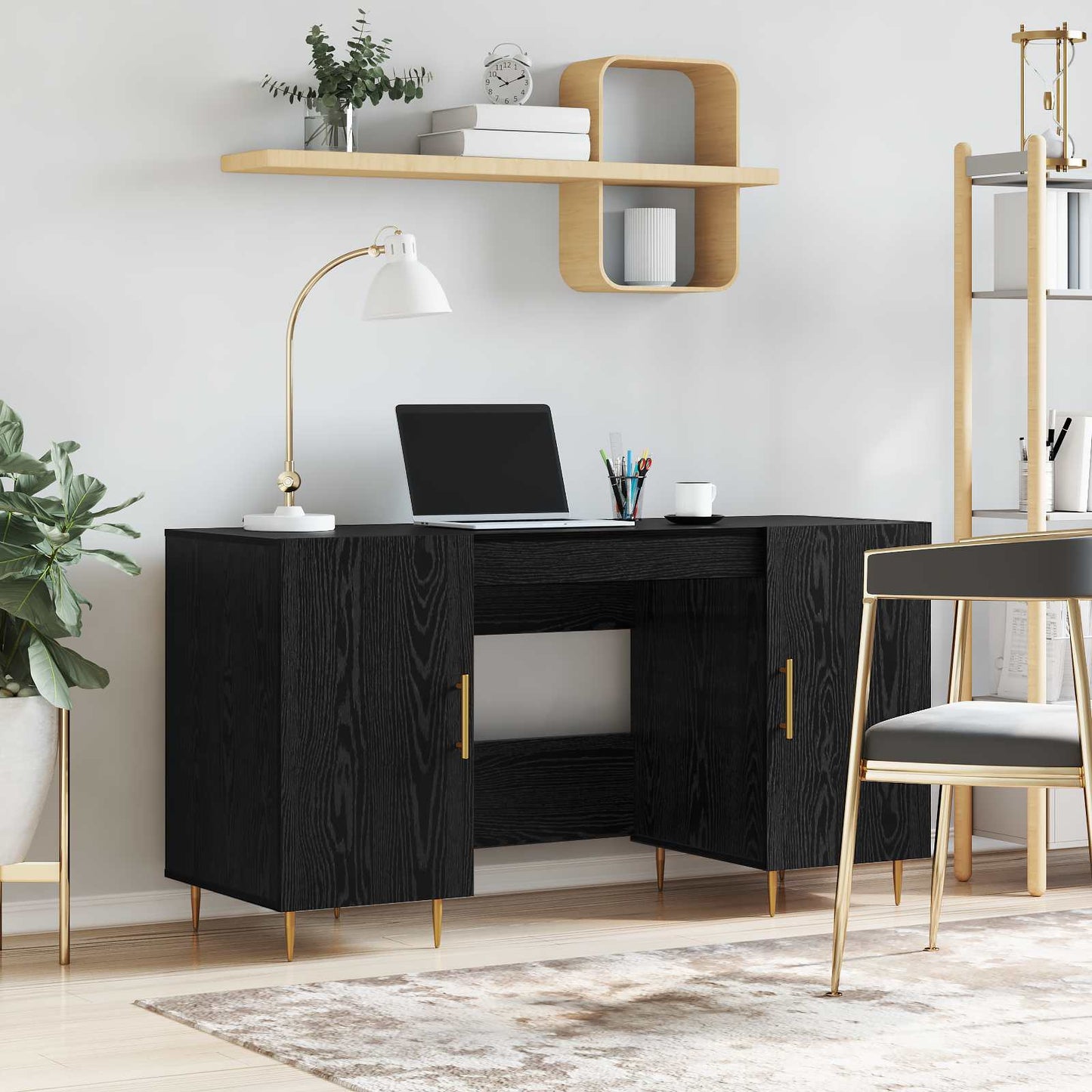 Desk Black oak Engineered wood 140 x 50 x 75 cm