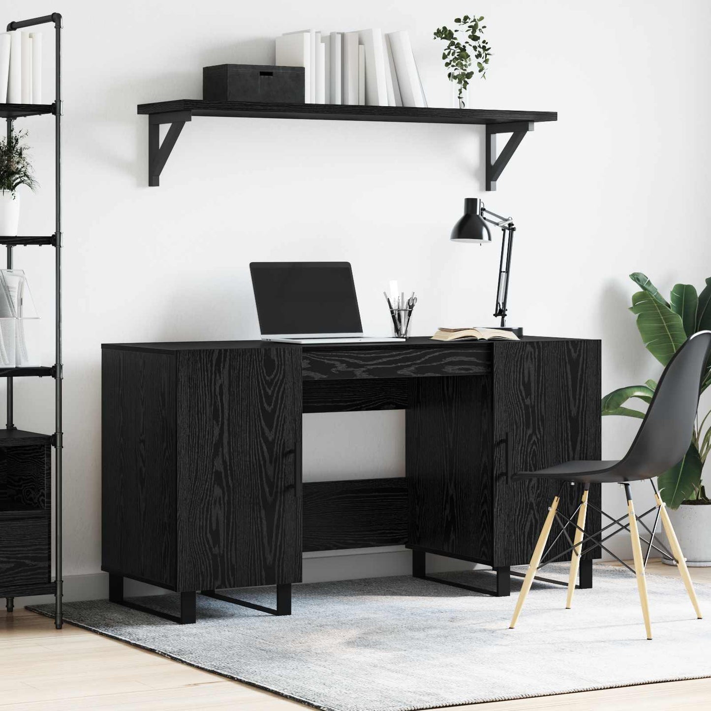 Desk Black oak Engineered wood 140 x 50 x 75 cm