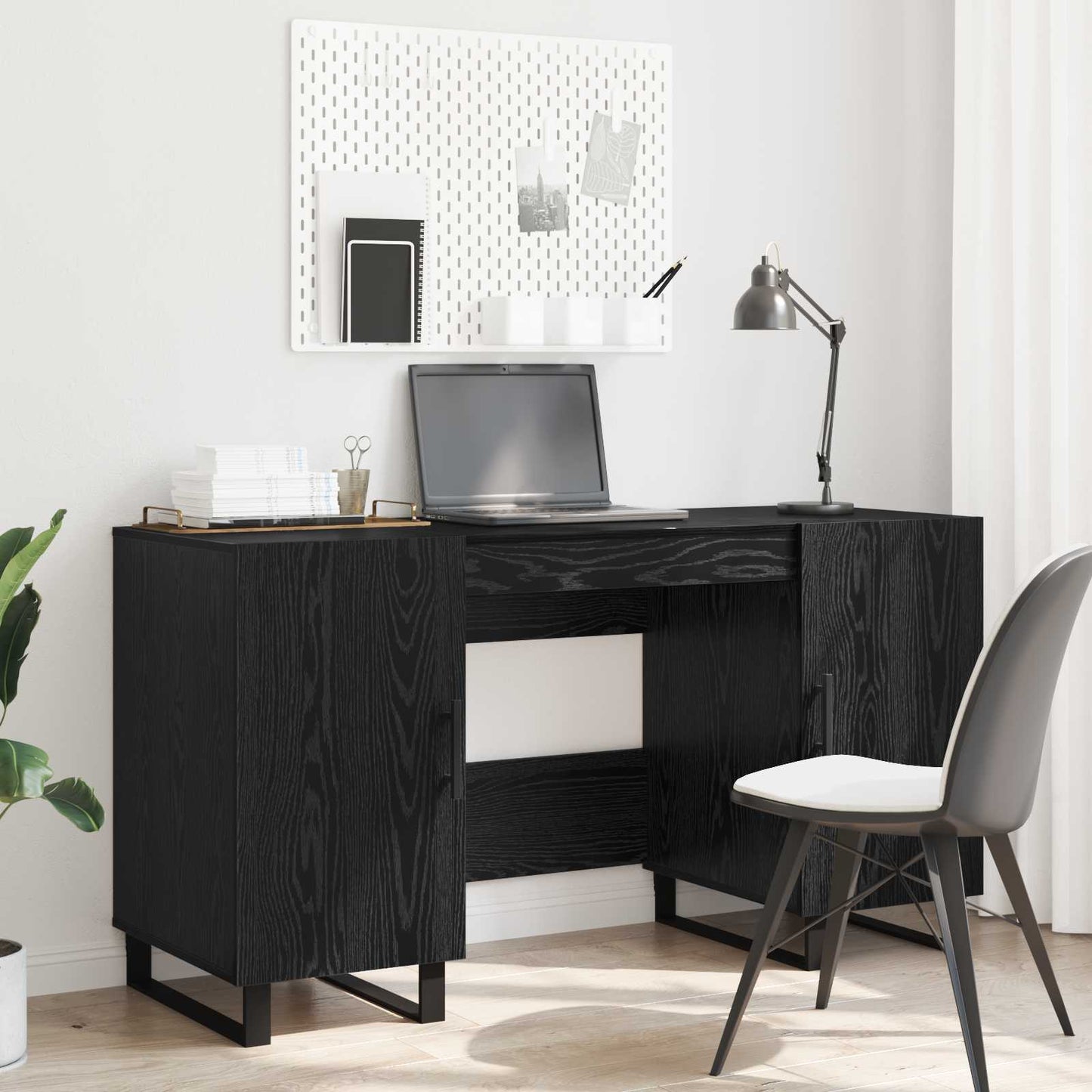 Desk Black oak Engineered wood 140 x 50 x 75 cm