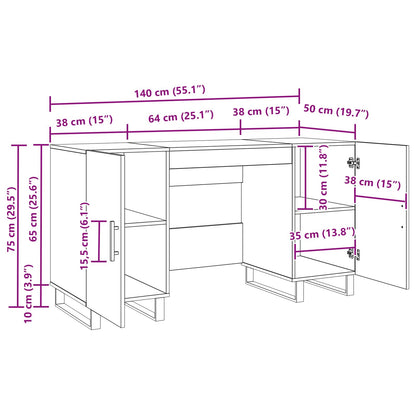 Desk Black oak Engineered wood 140 x 50 x 75 cm