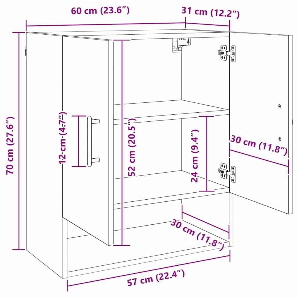 Wall-Mounted Cabinet Wall-mounted Artisan Oak 60 x 31 x 70 cm