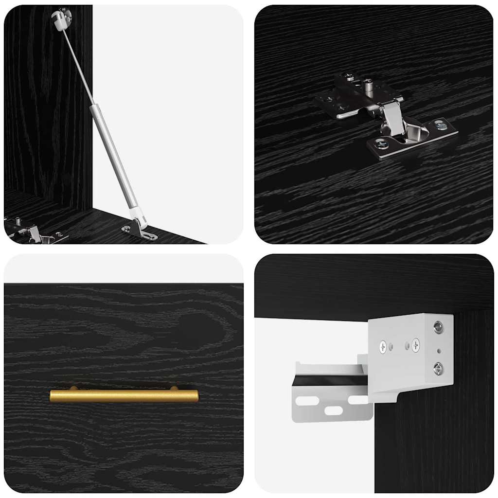 Wall Cabinet Black oak 80 x 36.5 x 35 cm Engineered wood