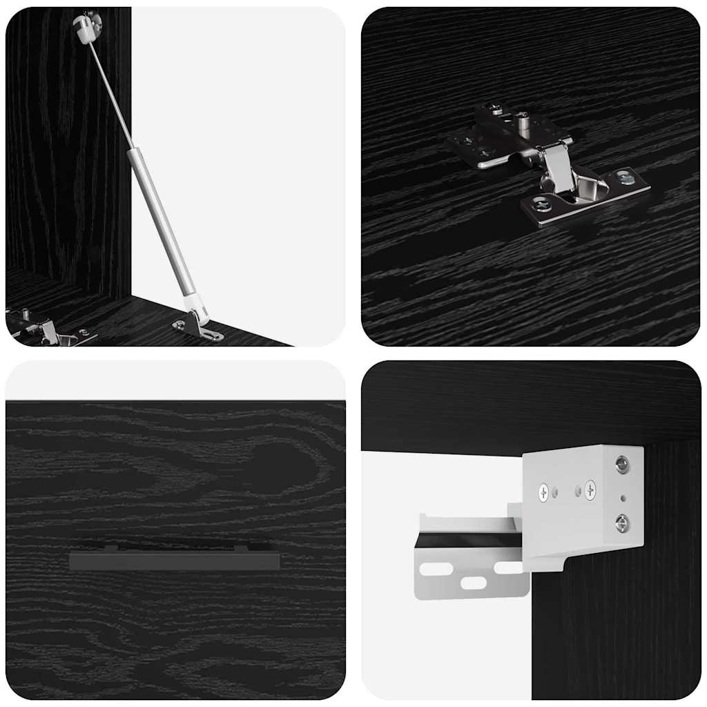 Wall Cabinet Black oak 80 x 36.5 x 35 cm Engineered wood