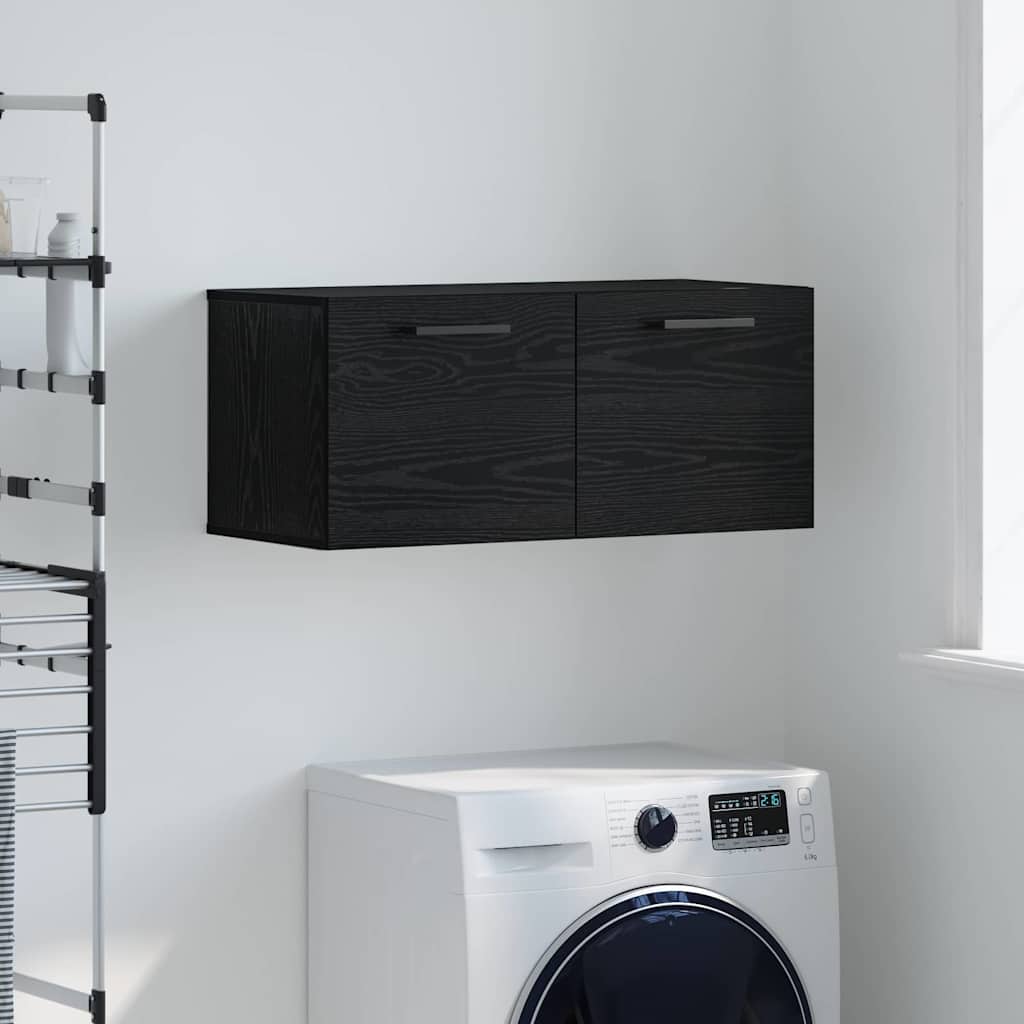 Wall Cabinet Black oak 80 x 36.5 x 35 cm Engineered wood