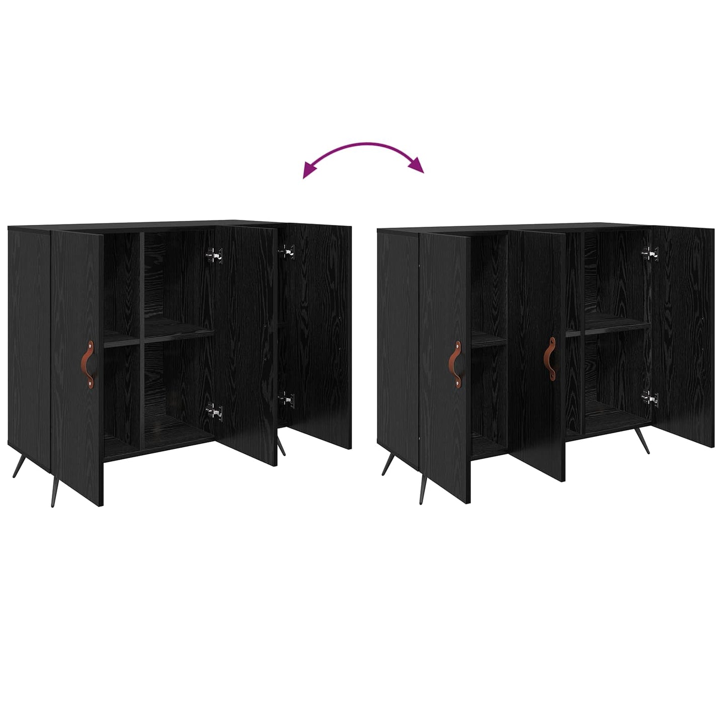 Sideboard Black Oak 89.5 x 34 x 80 cm Engineered Wood