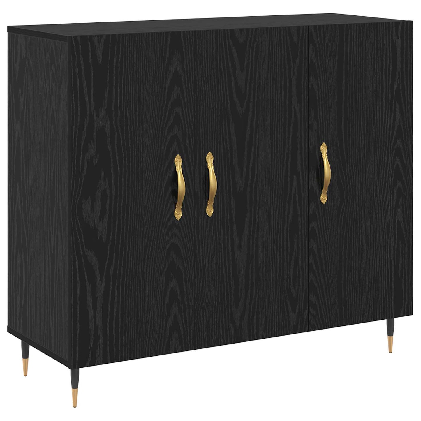 Sideboard Black Oak 90 x 34 x 80 cm Engineered Wood