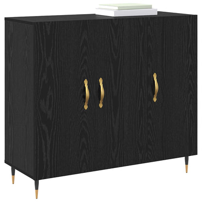 Sideboard Black Oak 90 x 34 x 80 cm Engineered Wood