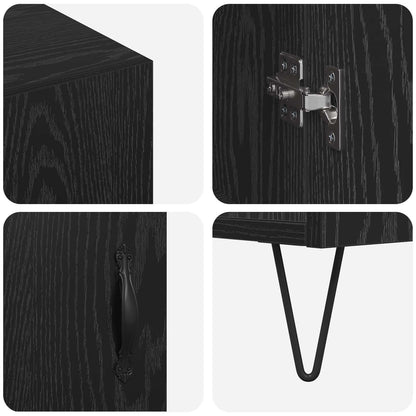 Sideboard Black Oak 90 x 32.5 x 80 cm Engineered Wood