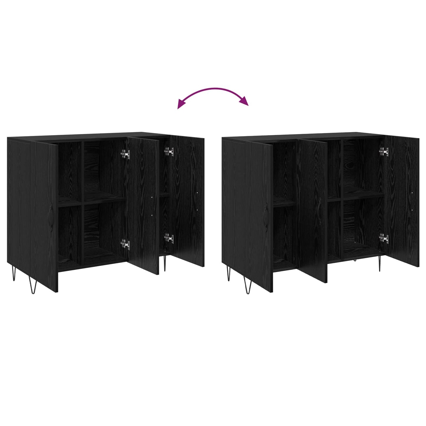 Sideboard Black Oak 90 x 32.5 x 80 cm Engineered Wood