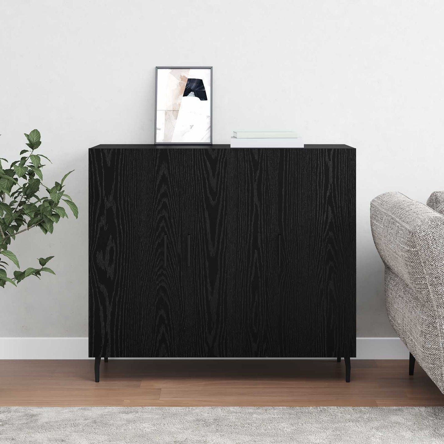 Sideboard Black Oak 90 x 34 x 80 cm Engineered Wood