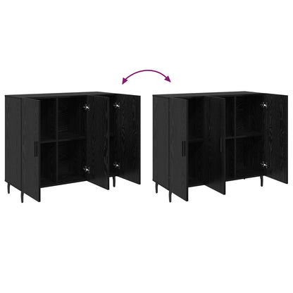Sideboard Black Oak 90 x 34 x 80 cm Engineered Wood