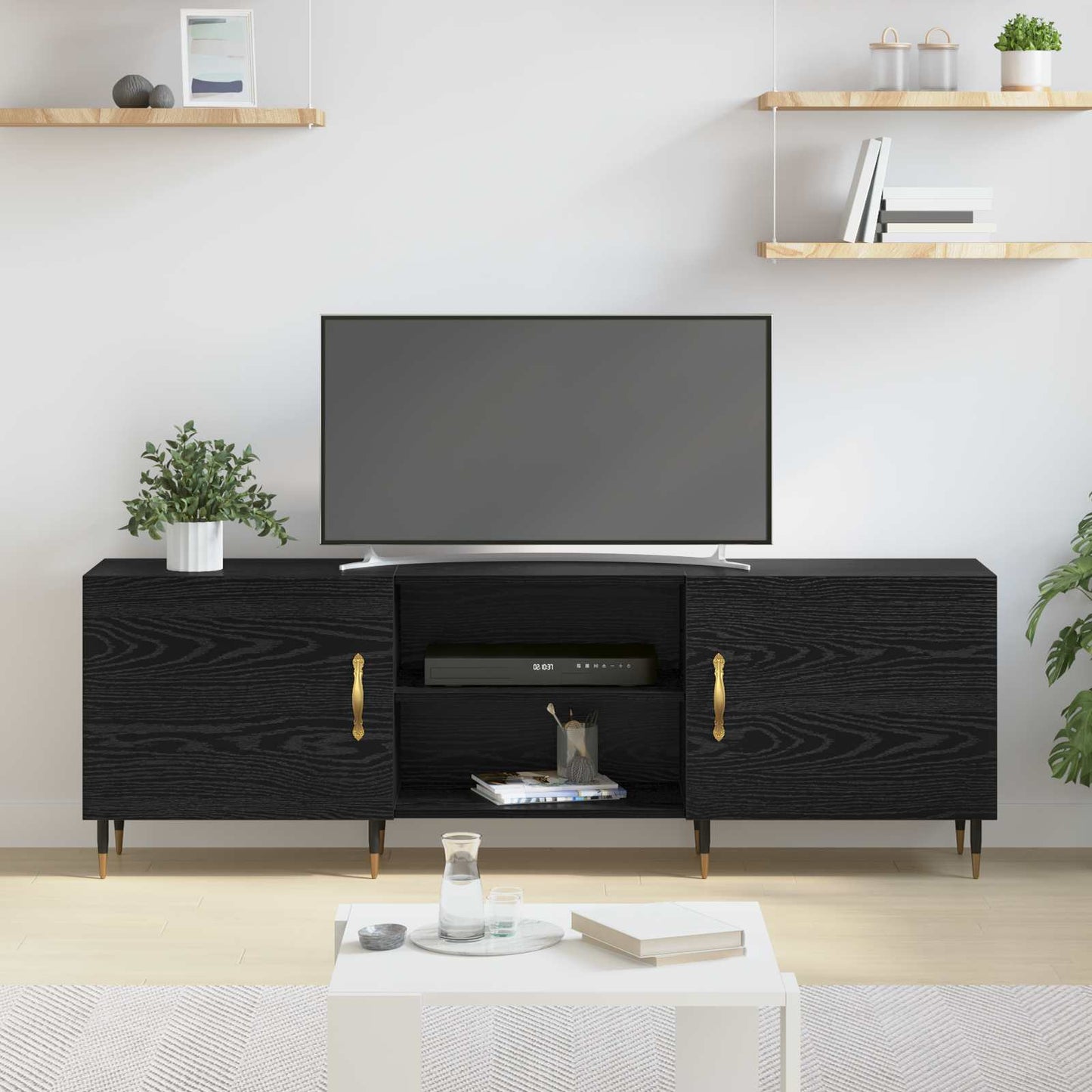 TV Cabinet 150 x 30 x 50 cm Black oak Engineered wood
