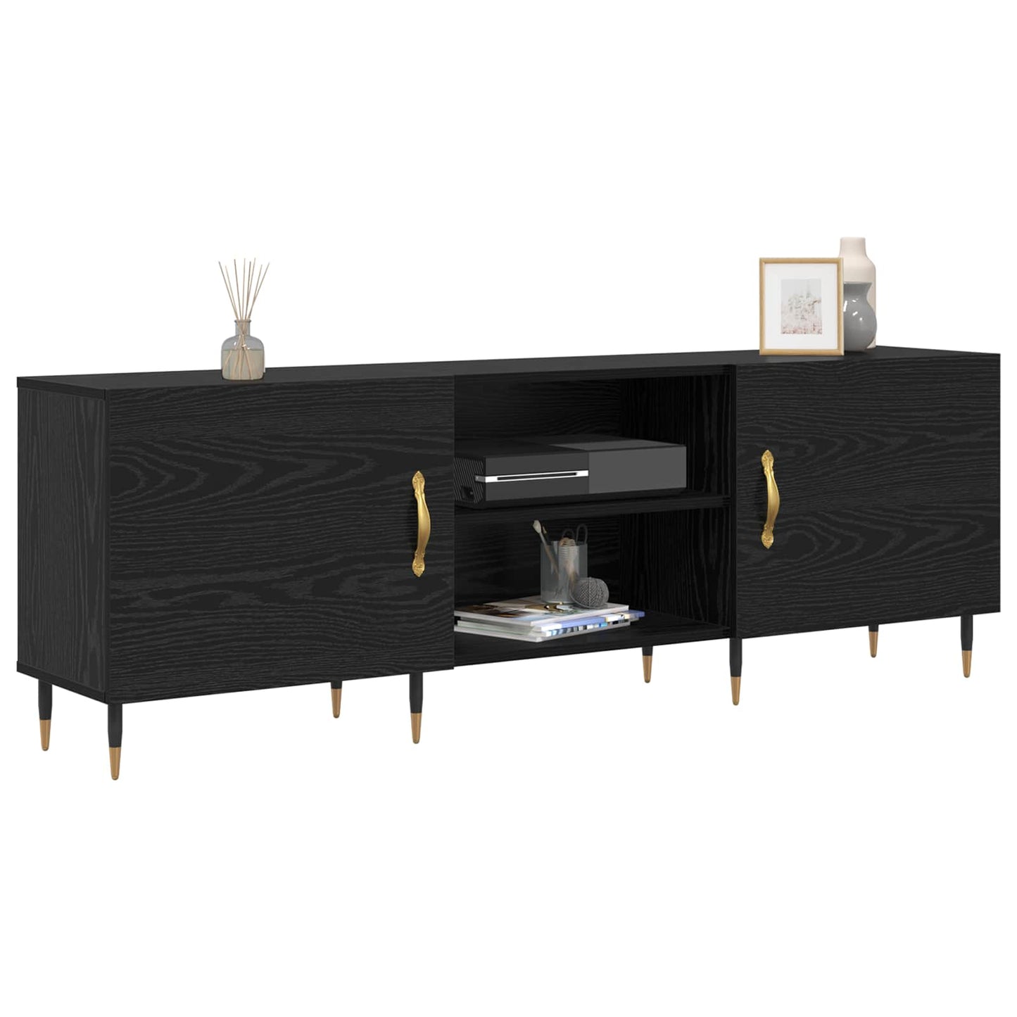 TV Cabinet 150 x 30 x 50 cm Black oak Engineered wood