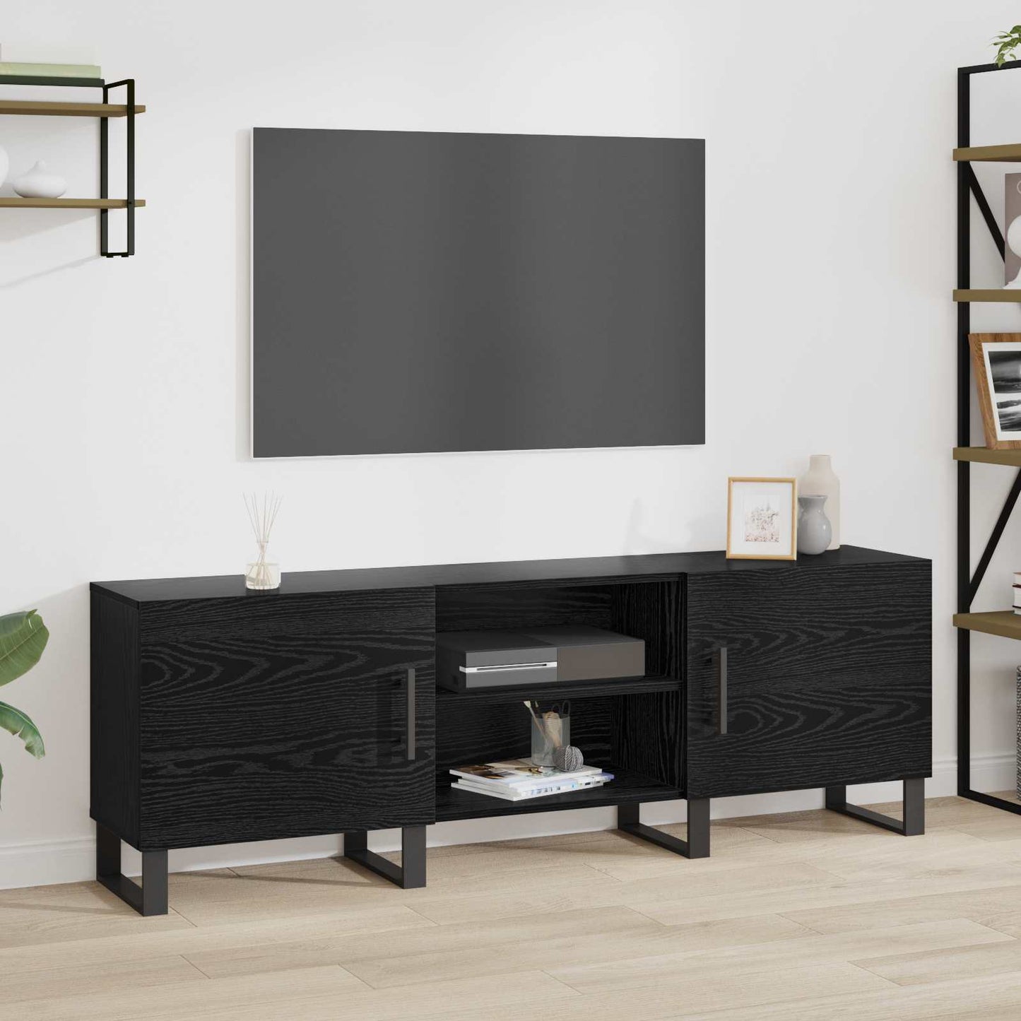 TV Cabinet Black Oak 150 x 30 x 50 cm Engineered Wood