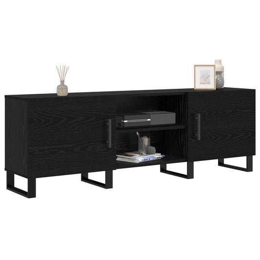 TV Cabinet Black Oak 150 x 30 x 50 cm Engineered Wood
