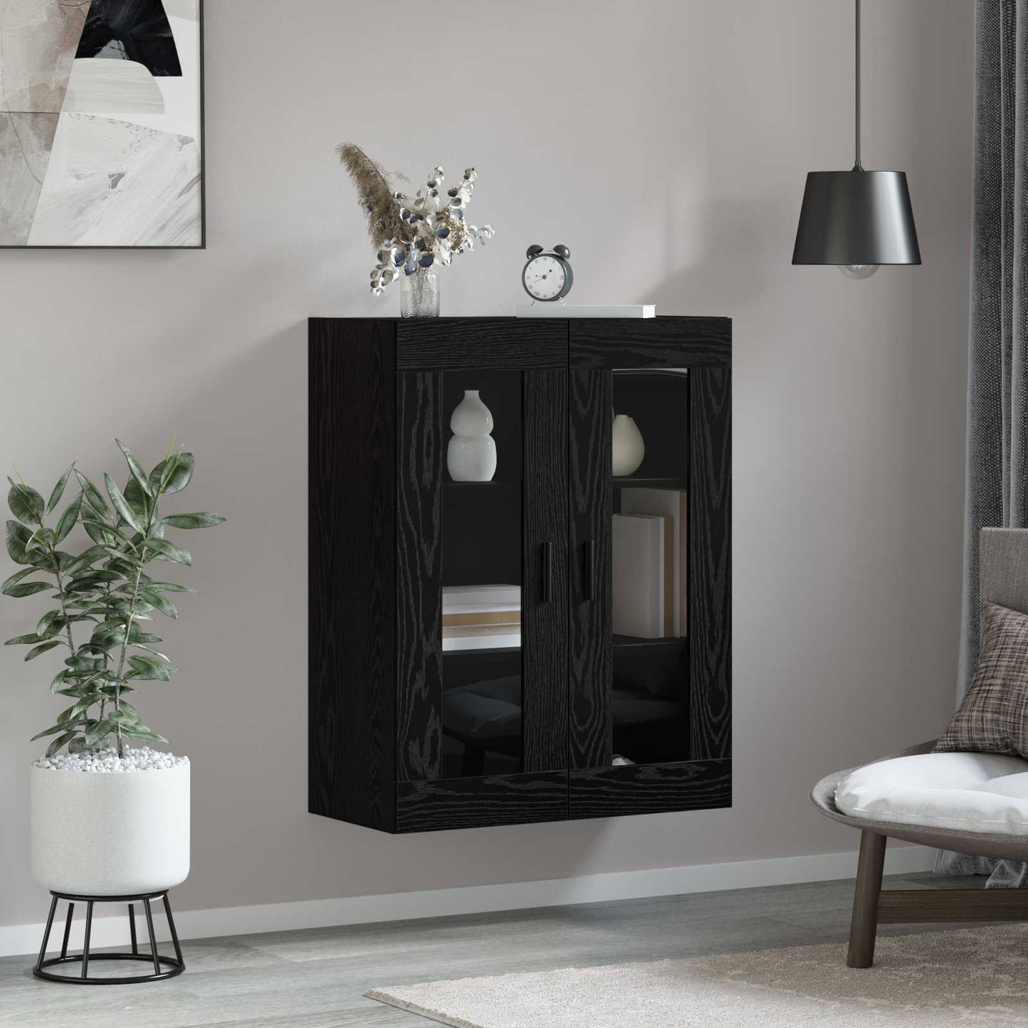 Wall Mounted Cabinet Black 69.5 x 34 x 90 cm Engineered Wood