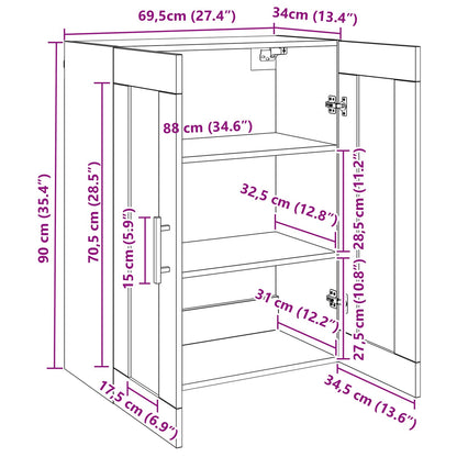 Wall Mounted Cabinet Wall-mounted Black oak 69.5 x 34 x 90 cm