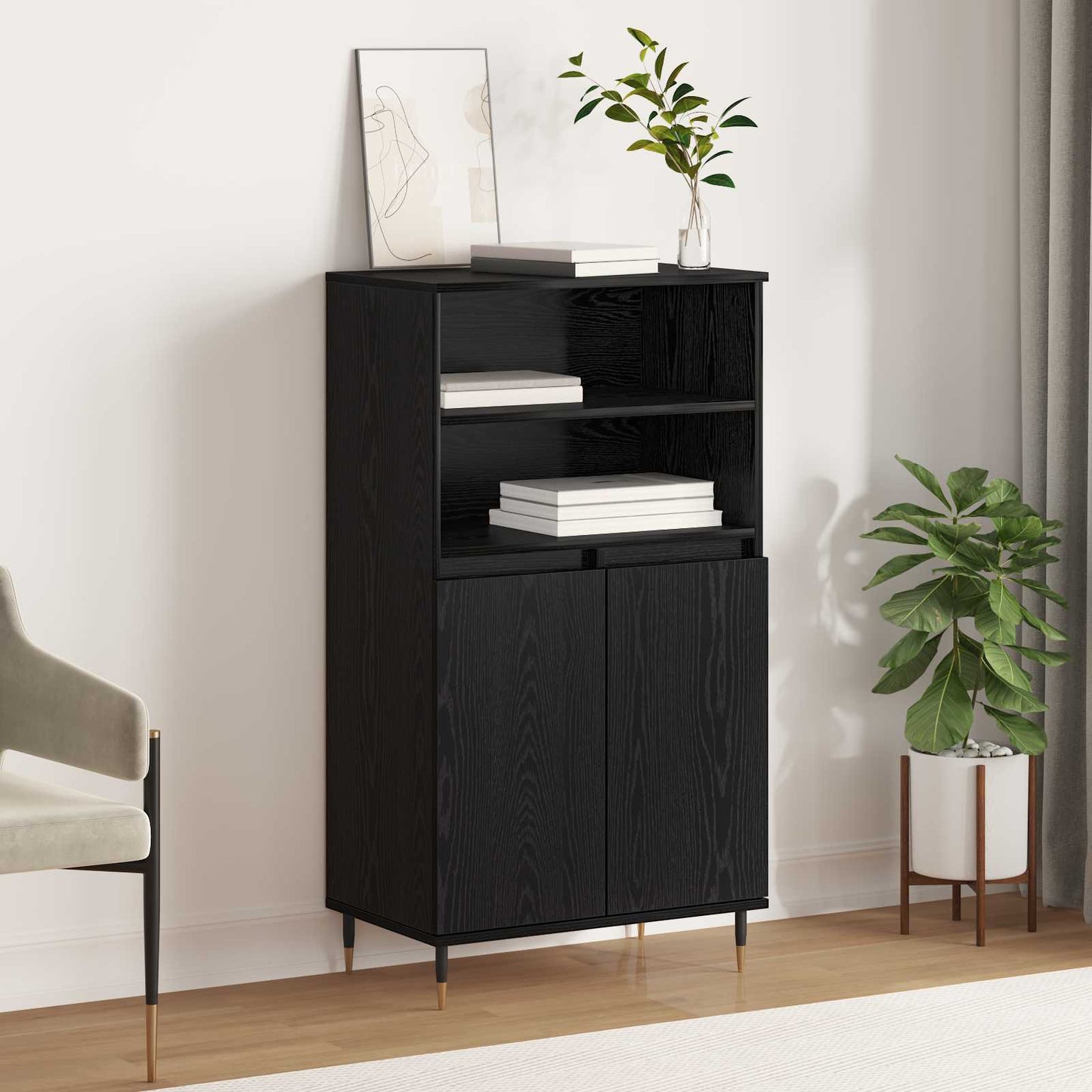 Highboard Black 60 x 36 x 110 cm Engineered wood