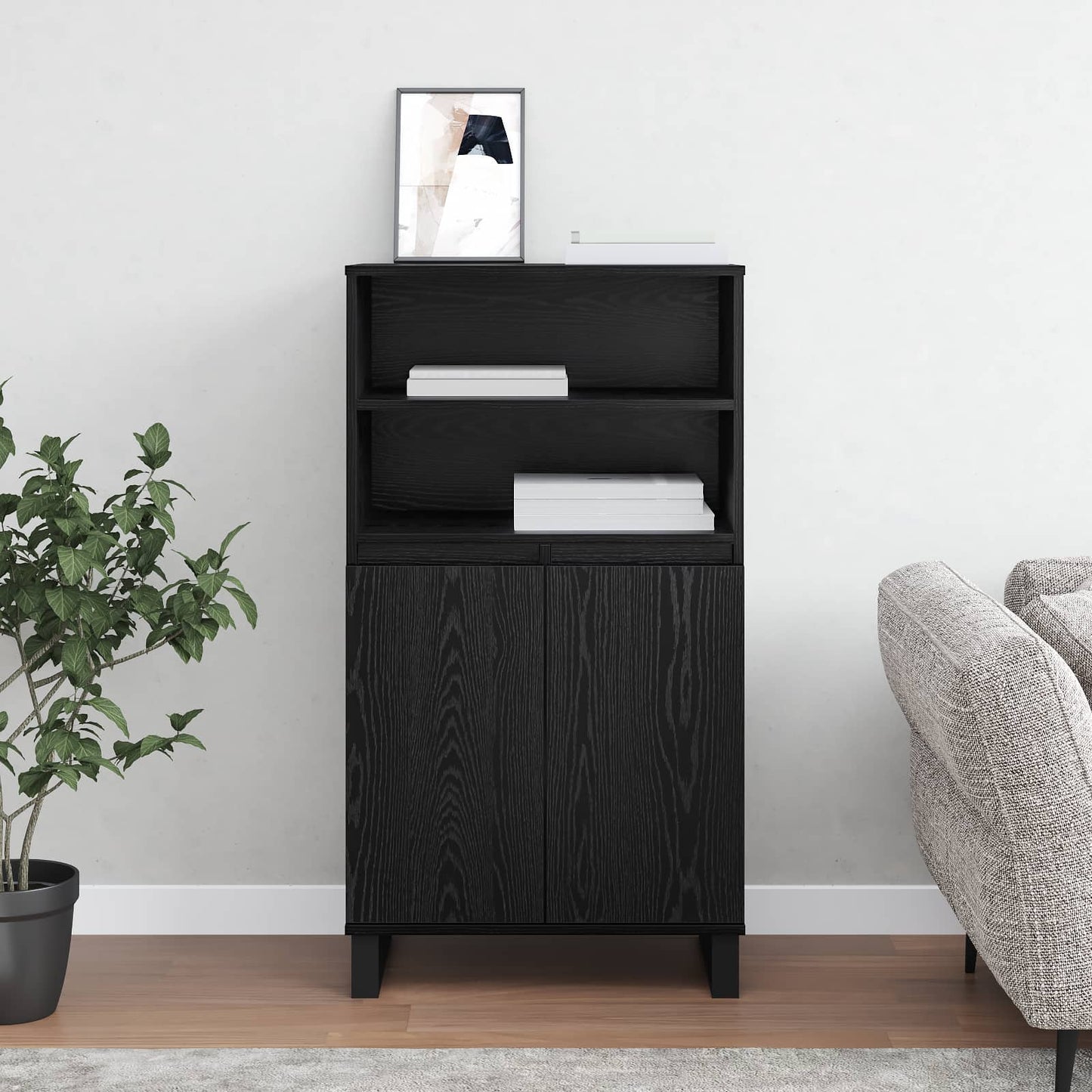 Highboard Black 60 x 36 x 110 cm Engineered wood
