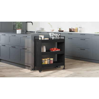 Kitchen Trolley Black Oak 70 x 30 x 82 cm Engineered Wood