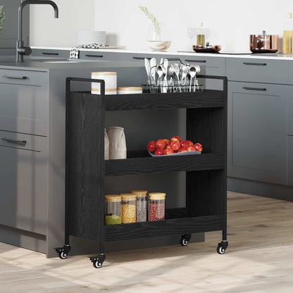 Kitchen Trolley Black Oak 70 x 30 x 82 cm Engineered Wood