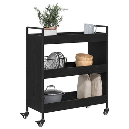 Kitchen Trolley Black Oak 70 x 30 x 82 cm Engineered Wood