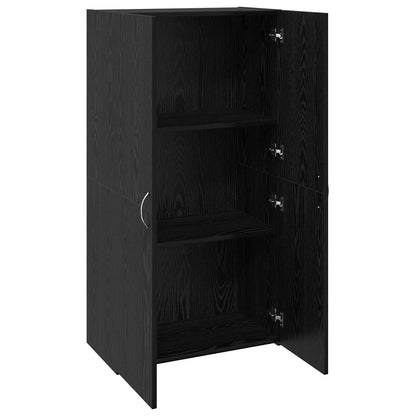 Office Cabinet Black Oak 60 x 32 x 115 cm Engineered Wood