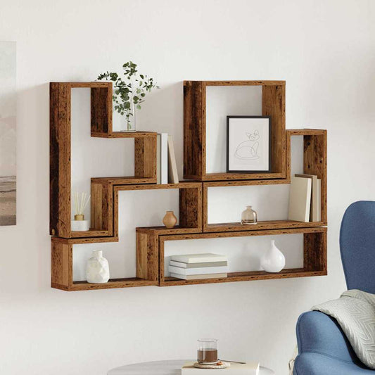 Wall Shelf Wall-mounted with Storage Old Wood 96 x 12 x 64 cm
