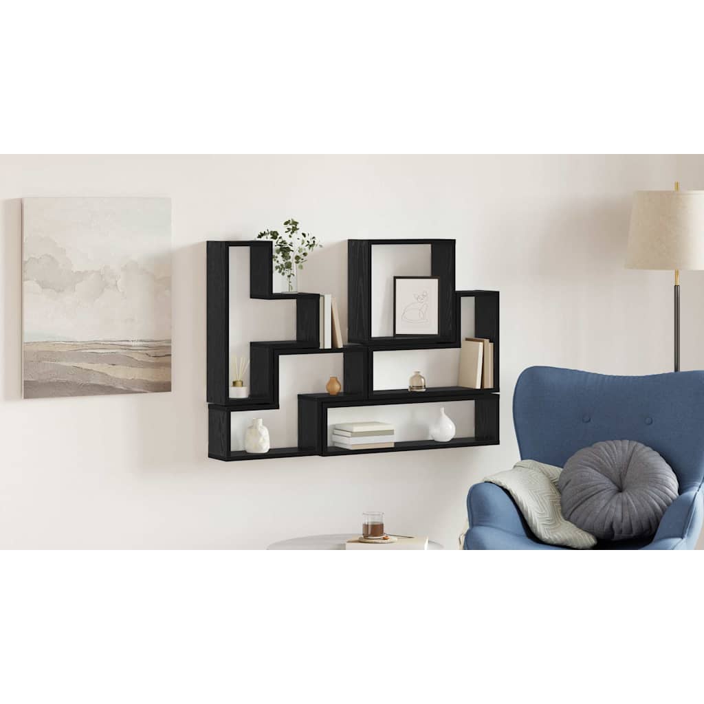 Wall Shelf Wall-Mounted Black Oak 96 x 12 x 64 cm