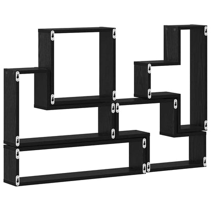 Wall Shelf Wall-mounted with Storage Black Oak 96 x 12 x 64 cm