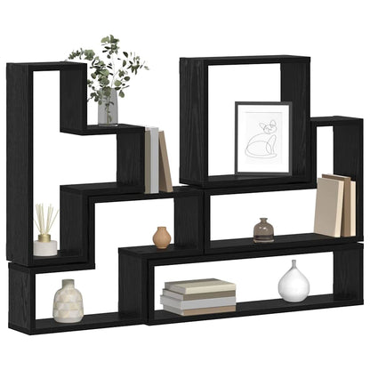 Wall Shelf Wall-mounted with Storage Black Oak 96 x 12 x 64 cm