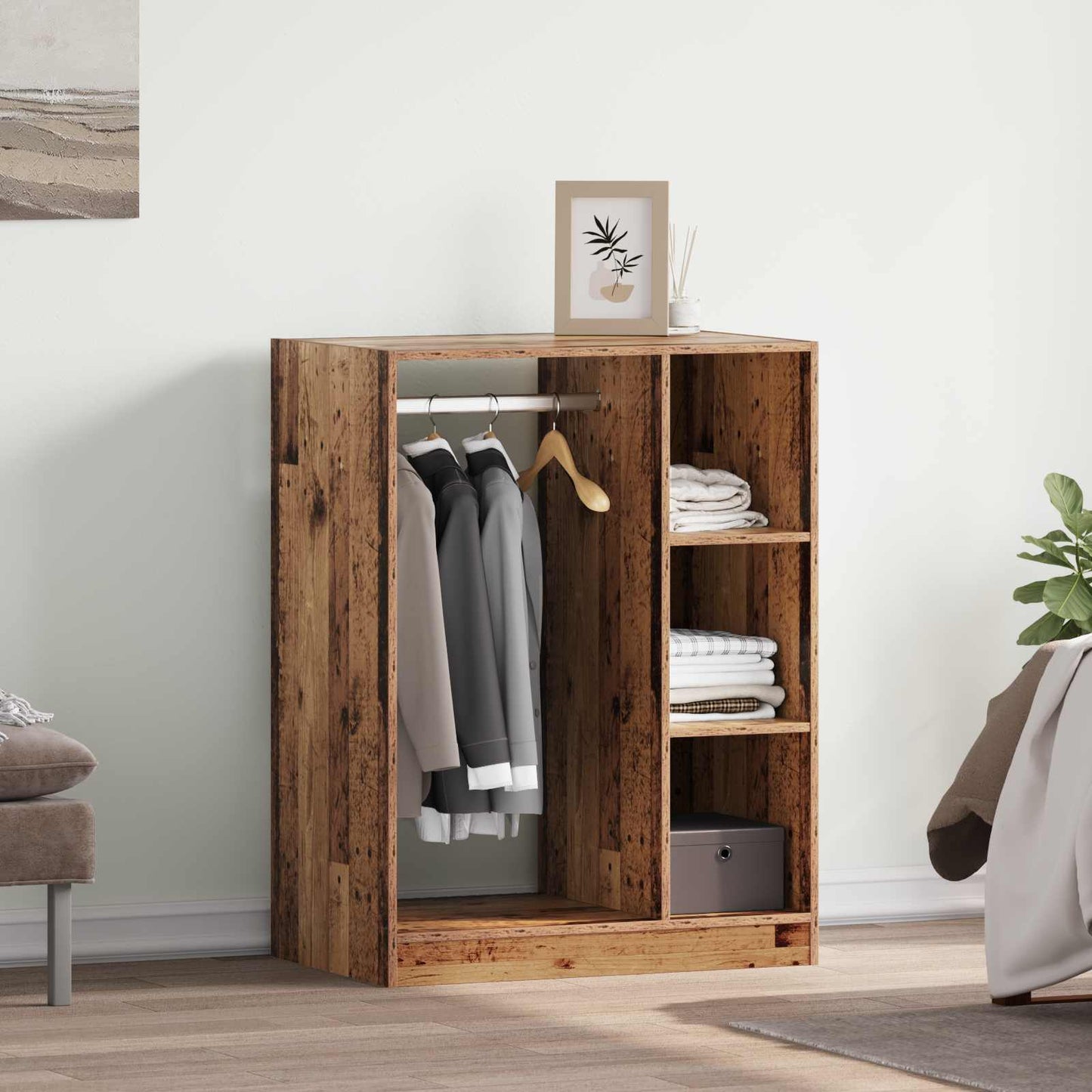 Wardrobe with Shelf with Storage Old Wood 77 x 48 x 102 cm
