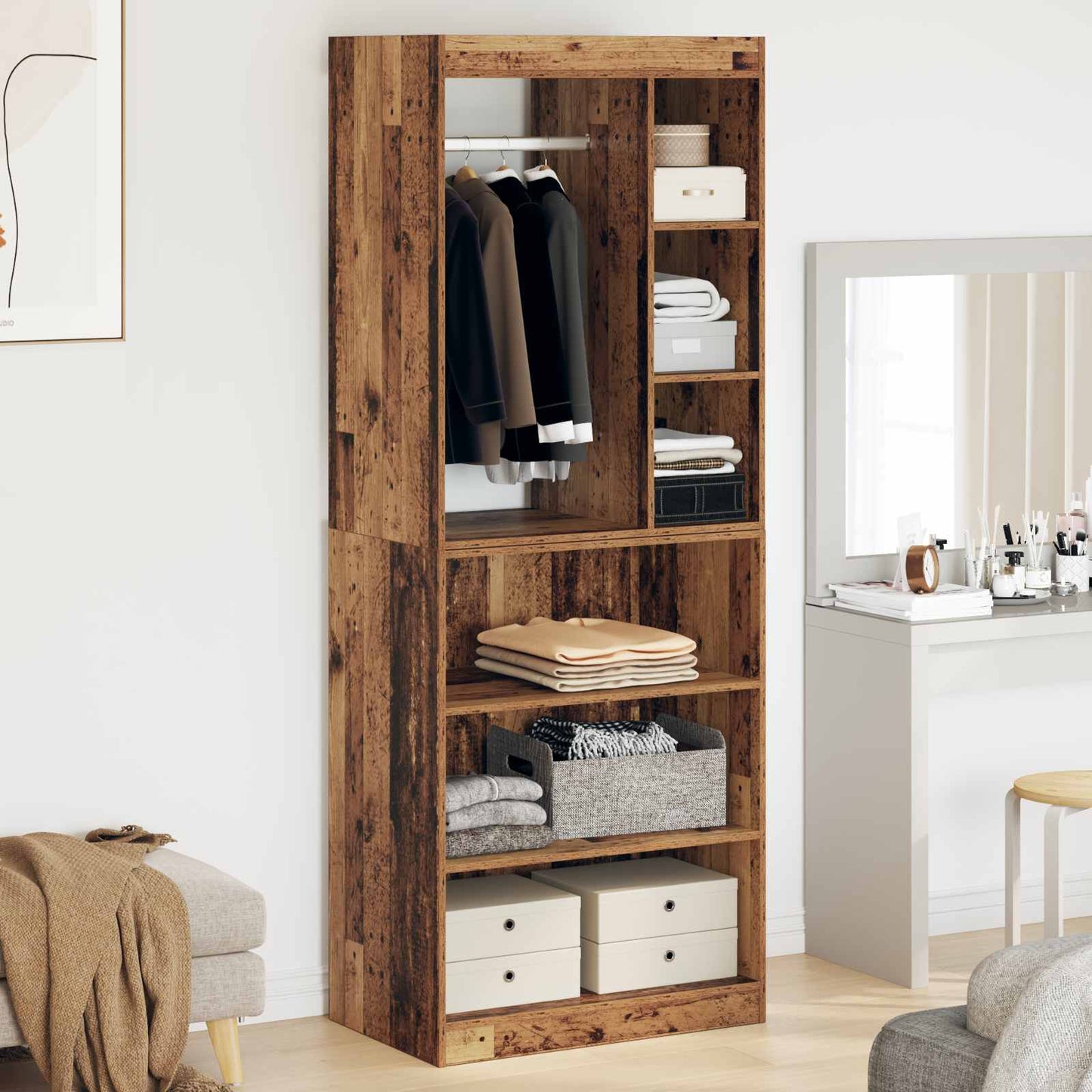 Wardrobe with Shelf with Storage Old Wood 77 x 48 x 102 cm