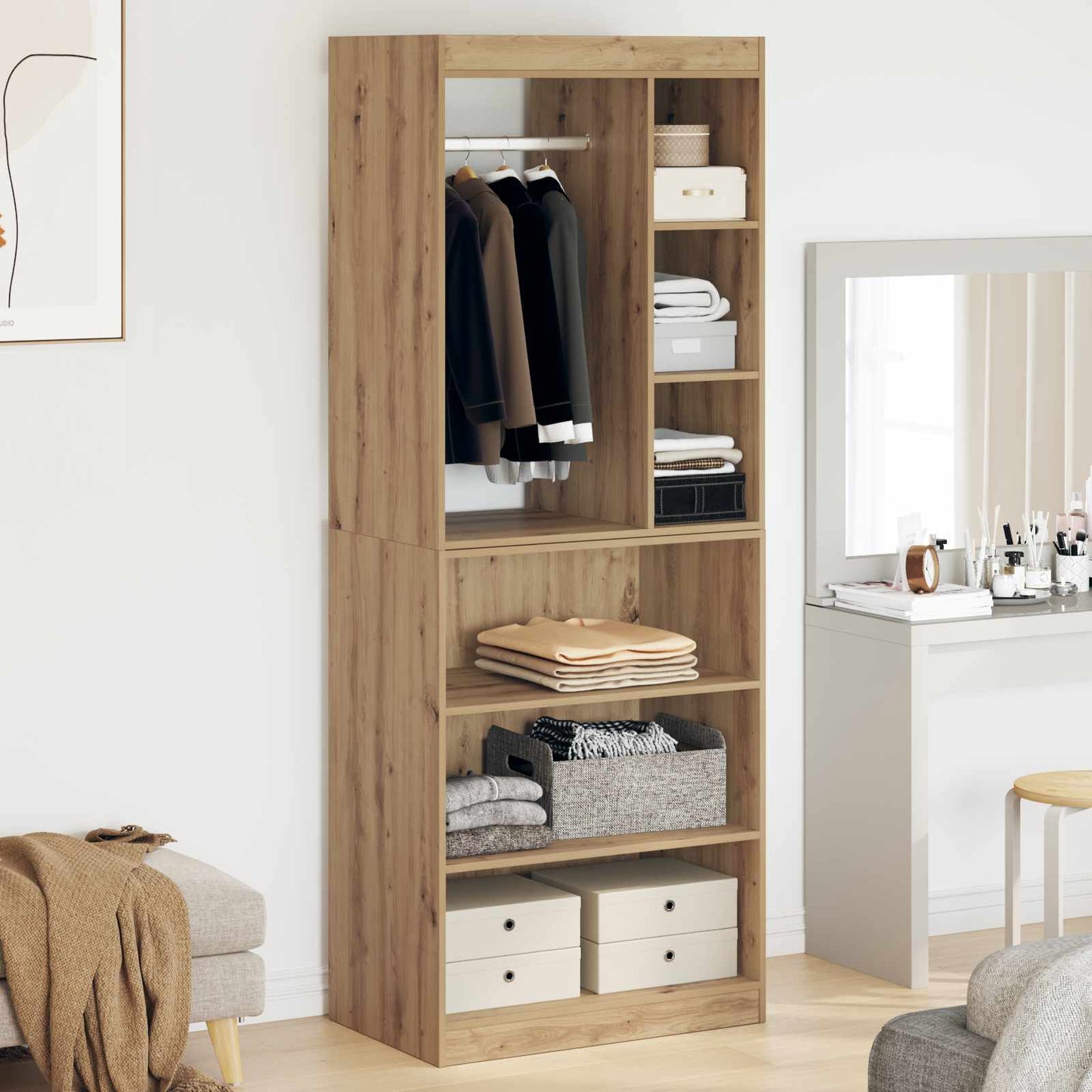 Wardrobe with Shelf with Storage Artisan Oak 77 x 48 x 102 cm
